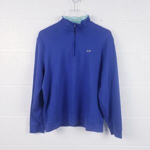 Vineyard Vines Great Bay‎ Jersey 1/4 Zip Pullover Sweater Blue Men's Size Medium